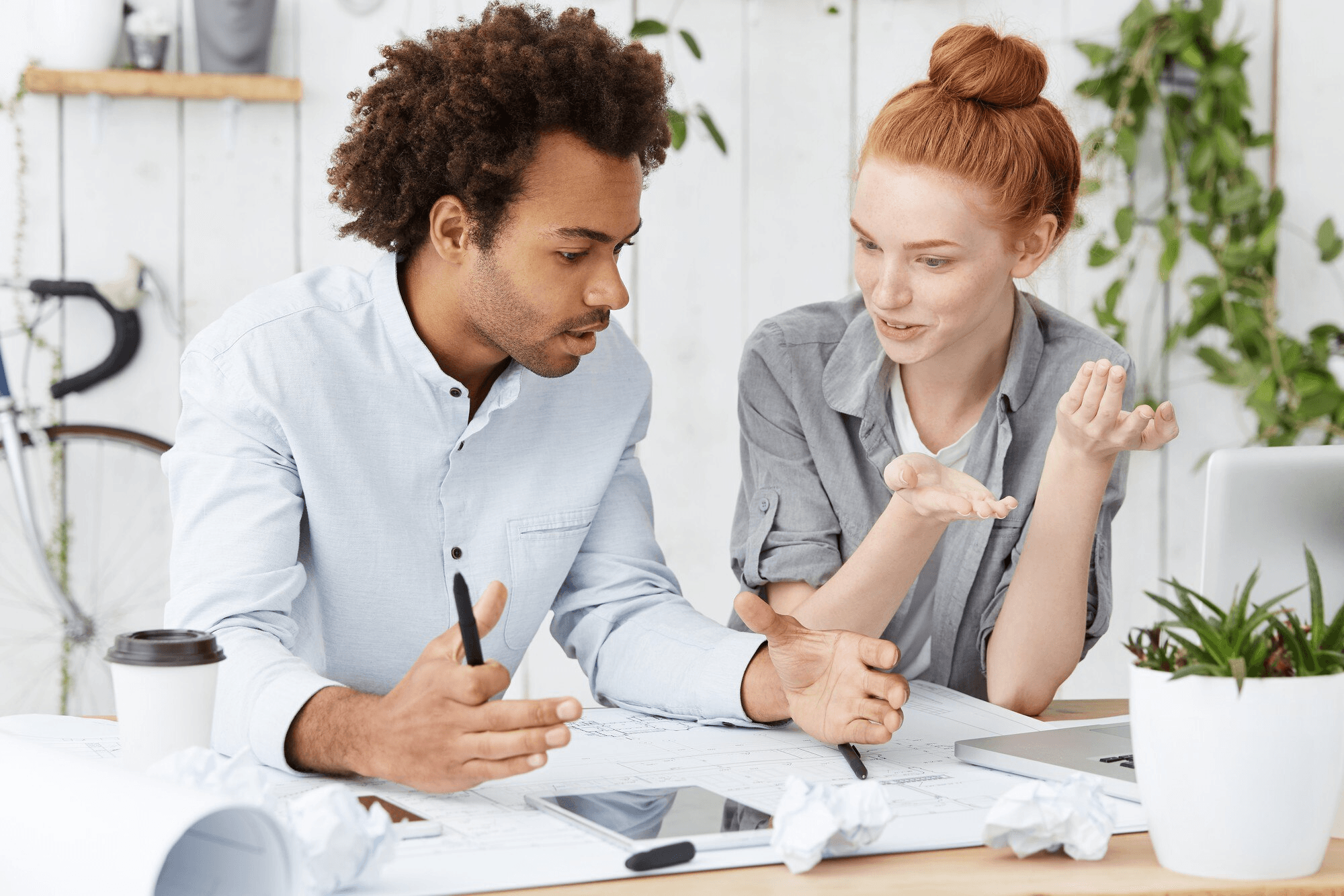 picture of a man and woman discussing